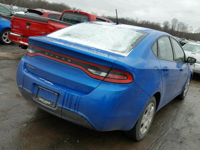 1C3CDFAA2GD503662 - 2016 DODGE DART SE BLUE photo 4