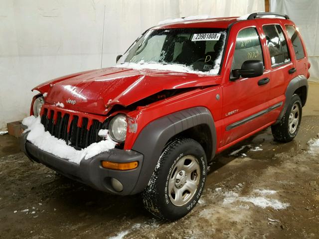 1J4GL48K94W195435 - 2004 JEEP LIBERTY SP RED photo 2