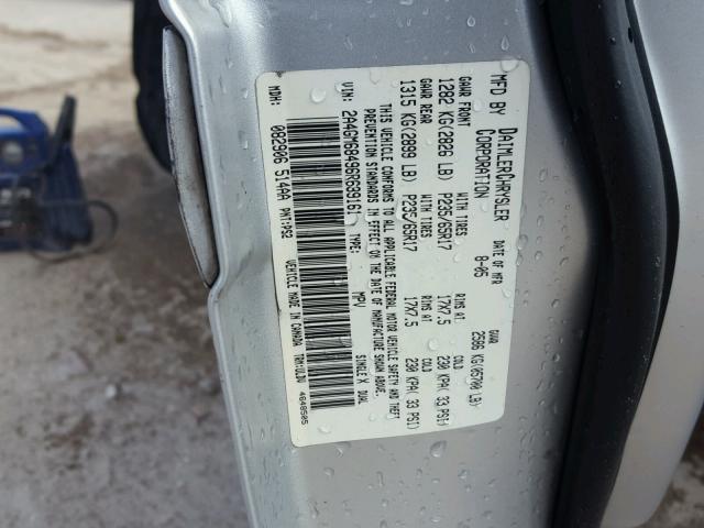 2A4GM68496R639161 - 2006 CHRYSLER PACIFICA T SILVER photo 10