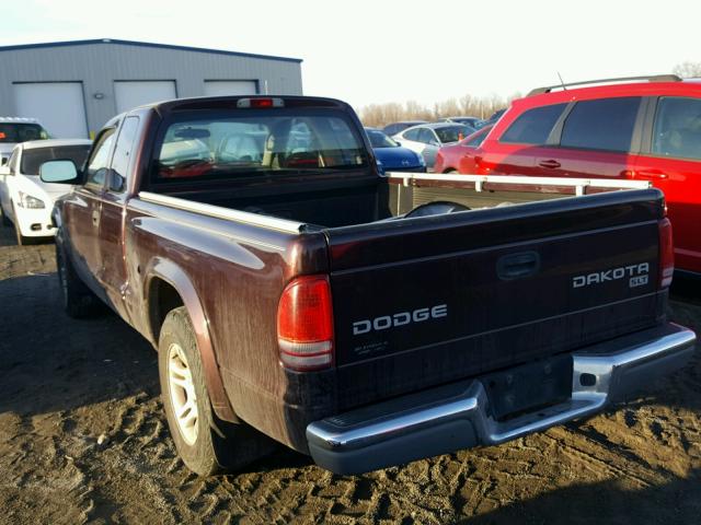 1D7GL42K04S701357 - 2004 DODGE DAKOTA SLT BURGUNDY photo 3