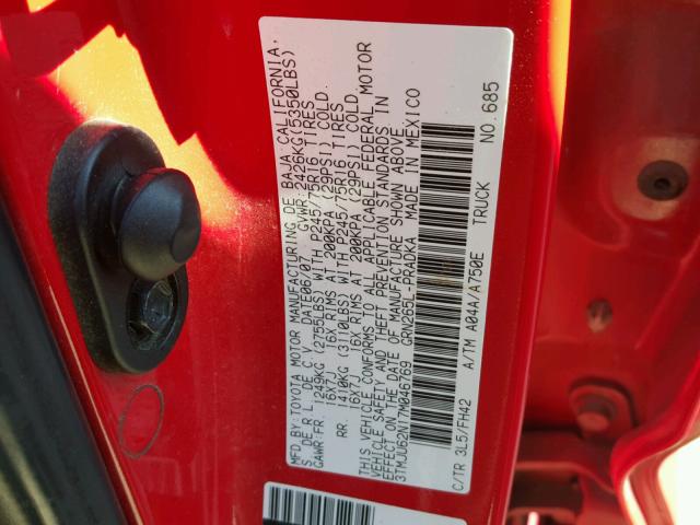 3TMJU62N17M046769 - 2007 TOYOTA TACOMA DOU RED photo 10