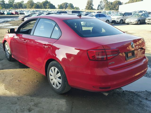 3VW2K7AJ4FM299725 - 2015 VOLKSWAGEN JETTA BASE RED photo 3