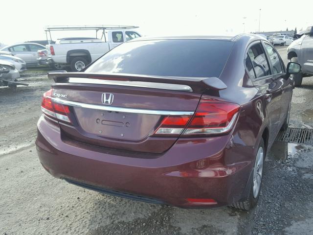 19XFB2F54DE224940 - 2013 HONDA CIVIC LX BURGUNDY photo 4