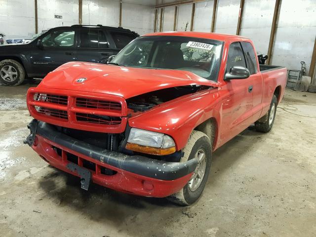 1B7GL22X91S151260 - 2001 DODGE DAKOTA RED photo 2