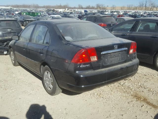 1HGES16531L047954 - 2001 HONDA CIVIC LX BLACK photo 3