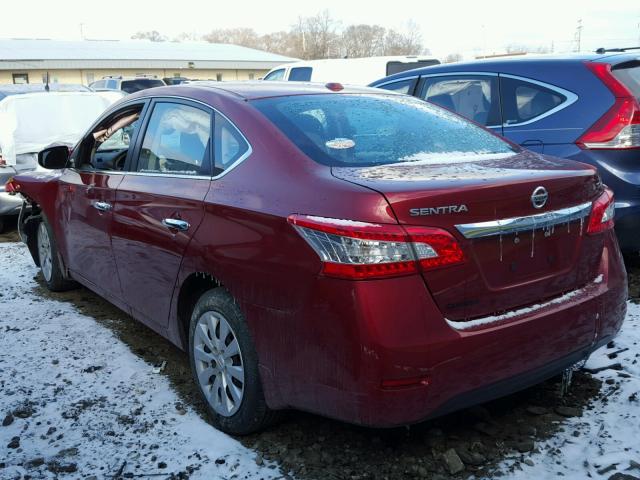 3N1AB7APXFY382638 - 2015 NISSAN SENTRA S RED photo 3