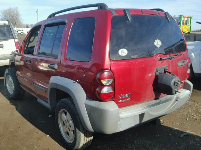 1J4GL48K85W712046 - 2005 JEEP LIBERTY SP RED photo 3