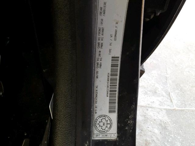 WVWAD23B5YE086034 - 2000 VOLKSWAGEN PASSAT GLS BLACK photo 10