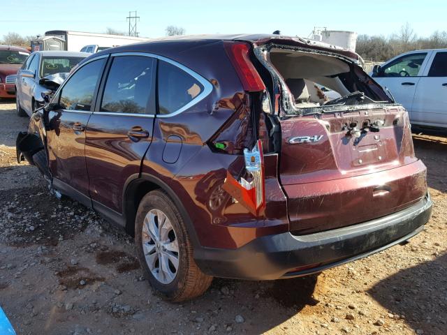 5J6RM4H57DL043316 - 2013 HONDA CR-V EX MAROON photo 3