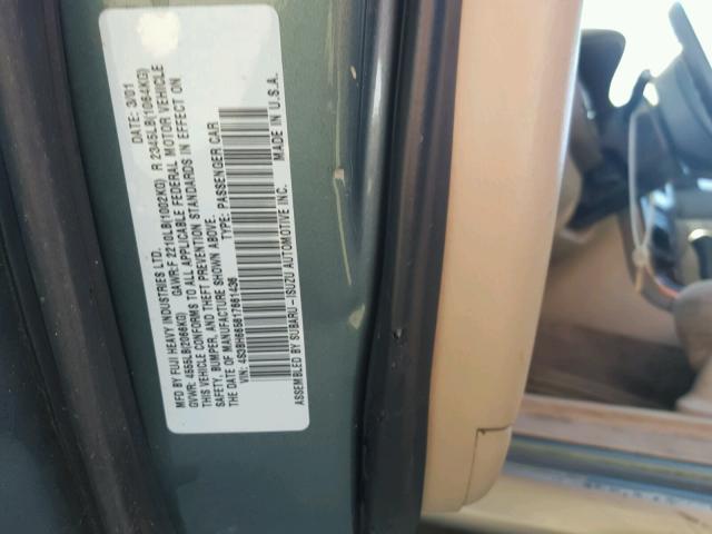 4S3BH665817661436 - 2001 SUBARU LEGACY OUT GREEN photo 10