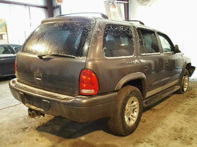 1B4HS38N02F207192 - 2002 DODGE DURANGO SP GRAY photo 4