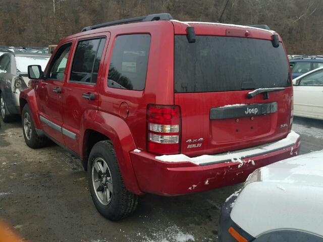 1J8GN28K98W279306 - 2008 JEEP LIBERTY SP BURGUNDY photo 3