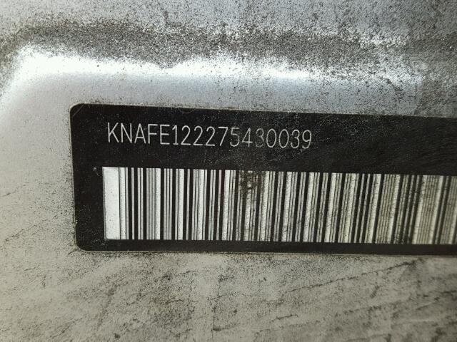 KNAFE122275430039 - 2007 KIA SPECTRA EX SILVER photo 10