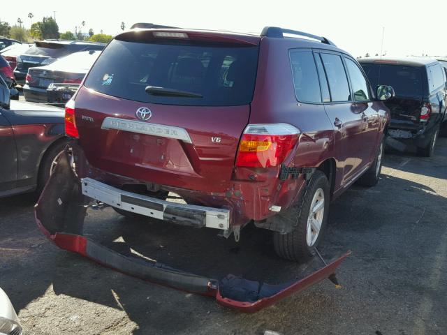 JTEDS41A082061094 - 2008 TOYOTA HIGHLANDER RED photo 4