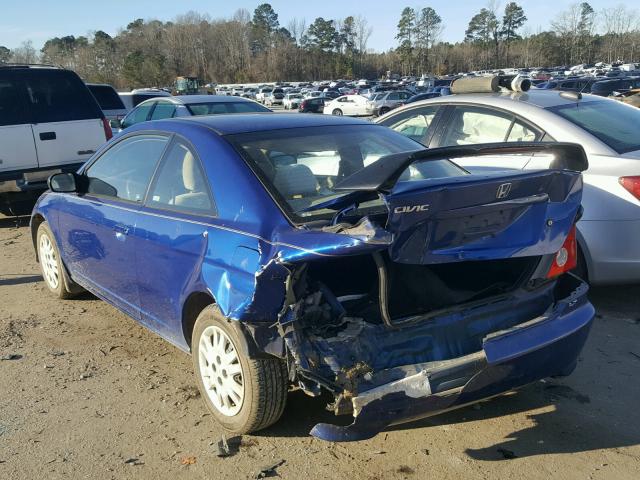 1HGEM22515L006072 - 2005 HONDA CIVIC LX BLUE photo 3