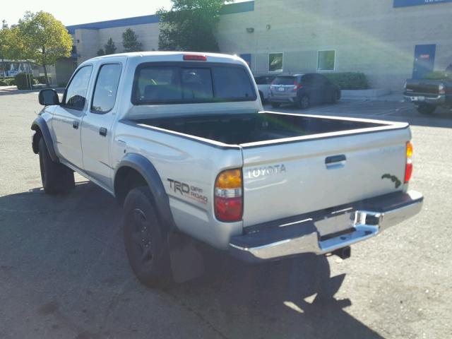 5TEGN92N24Z381529 - 2004 TOYOTA TACOMA DOU SILVER photo 3