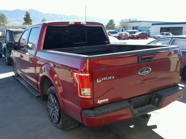 1FTEW1CG9GKF96744 - 2016 FORD F150 SUPER MAROON photo 3