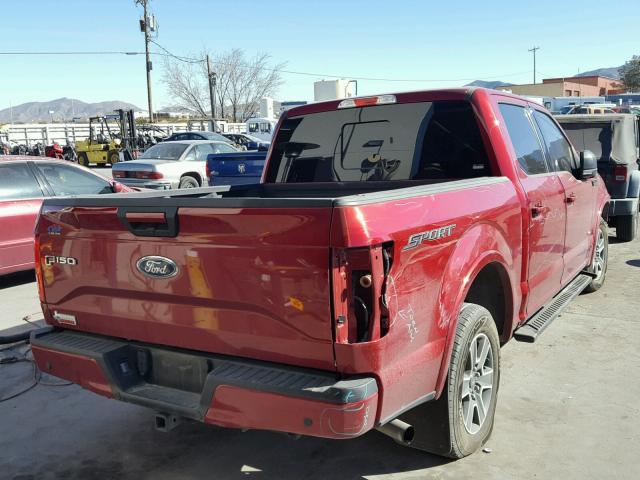 1FTEW1CG9GKF96744 - 2016 FORD F150 SUPER MAROON photo 4