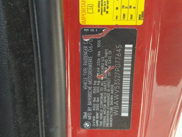 WBAWV53527P077645 - 2007 BMW 328 XI SUL RED photo 10