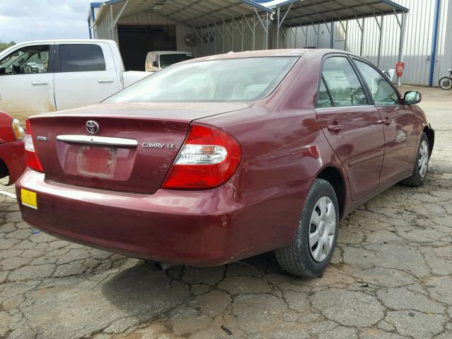 4T1BE32K64U343853 - 2004 TOYOTA CAMRY LE BURGUNDY photo 4