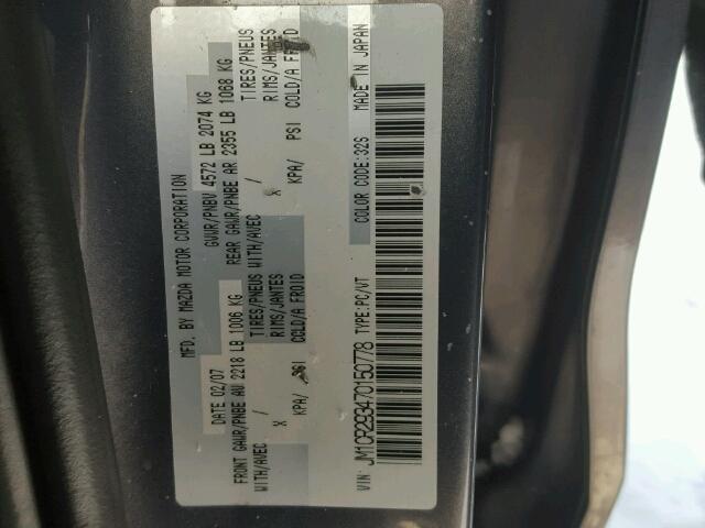 JM1CR293470150778 - 2007 MAZDA 5 GRAY photo 10