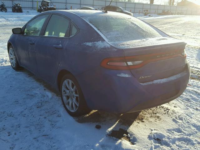 1C3CDFBA4DD345917 - 2013 DODGE DART SXT BLUE photo 3