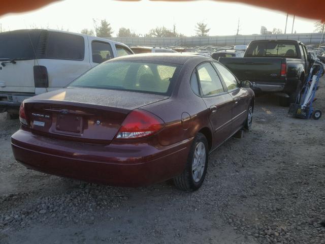 1FAFP53U37A190520 - 2007 FORD TAURUS SE BURGUNDY photo 4