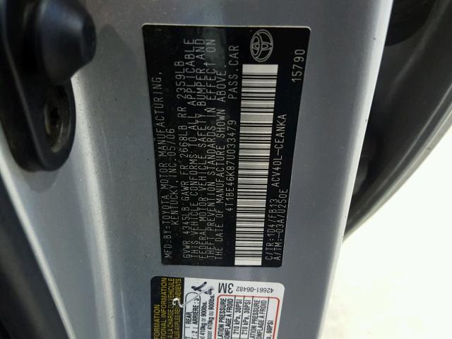 4T1BE46K87U033479 - 2007 TOYOTA CAMRY NEW SILVER photo 10