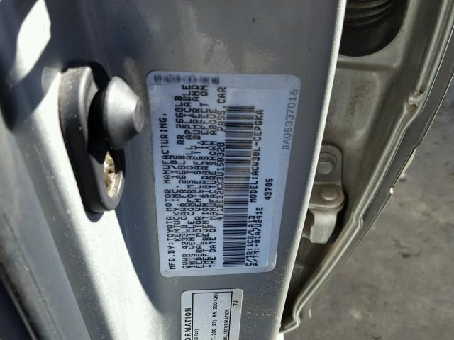 4T1BE32KX3U150328 - 2003 TOYOTA CAMRY LE SILVER photo 10