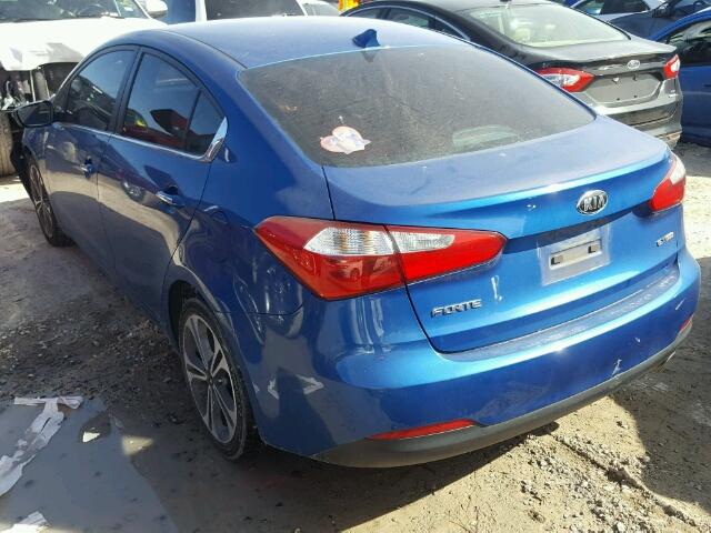 KNAFX4A81F5339456 - 2015 KIA FORTE EX BLUE photo 3