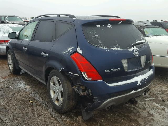 JN8AZ08W05W428193 - 2005 NISSAN MURANO SL BLUE photo 3