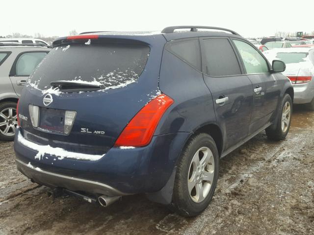 JN8AZ08W05W428193 - 2005 NISSAN MURANO SL BLUE photo 4