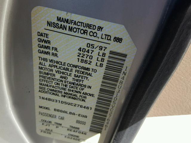 1N4BU31D5VC276461 - 1997 NISSAN ALTIMA XE GRAY photo 10