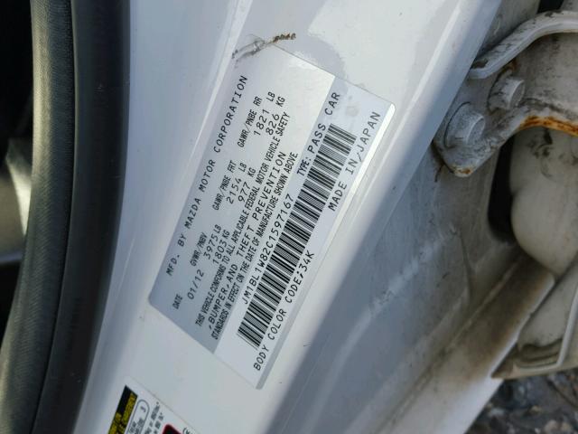 JM1BL1W82C1597167 - 2012 MAZDA 3 I WHITE photo 10