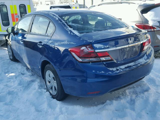 19XFB2F57EE031215 - 2014 HONDA CIVIC LX BLUE photo 3