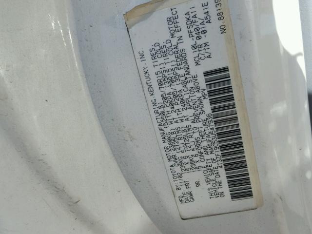 4T3ZF19C53U547936 - 2003 TOYOTA SIENNA CE WHITE photo 10