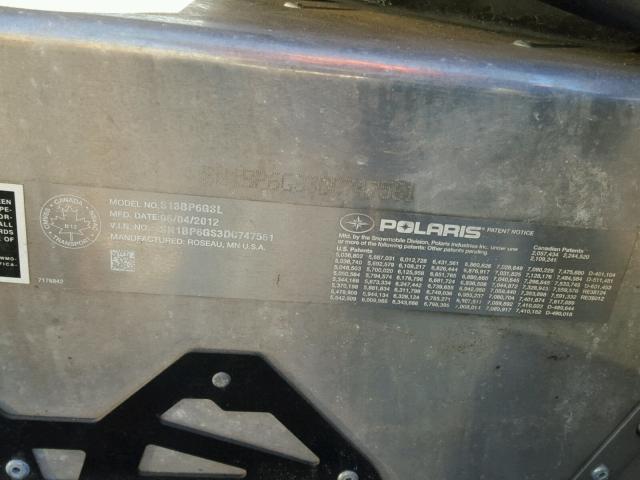 SN1BP6GS3DC747561 - 2013 POLARIS 600 BLACK photo 10