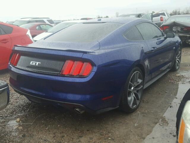 1FA6P8CF3F5355038 - 2015 FORD MUSTANG GT BLUE photo 4