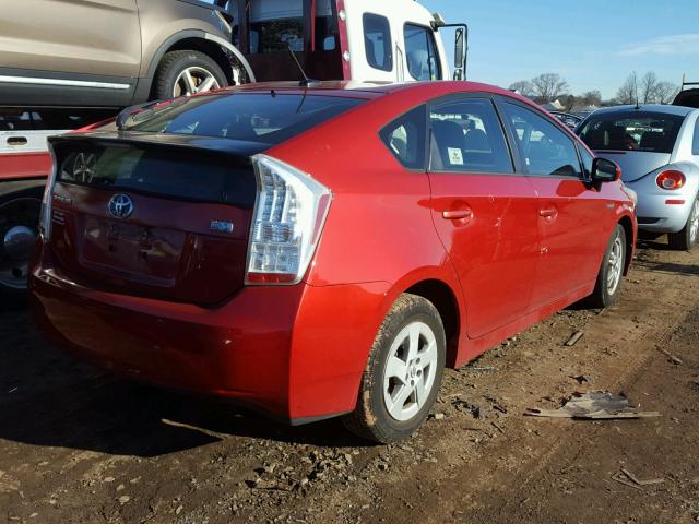 JTDKN3DU3A0001668 - 2010 TOYOTA PRIUS RED photo 4