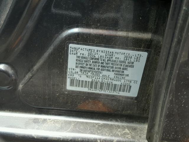 3N1AB7AP7EY323741 - 2014 NISSAN SENTRA S GRAY photo 10