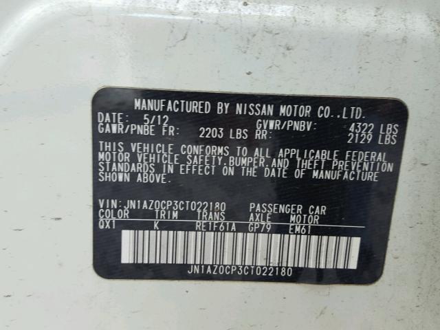 JN1AZ0CP3CT022180 - 2012 NISSAN LEAF SV CREAM photo 10