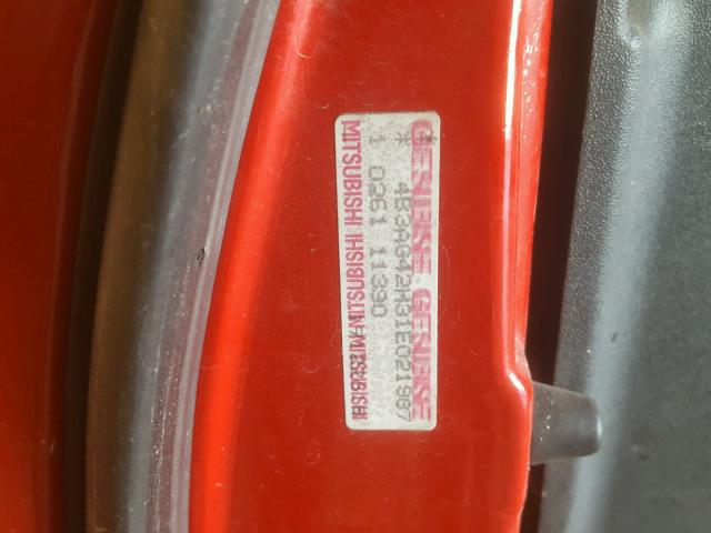 4B3AG42H31E021987 - 2001 DODGE STRATUS SE RED photo 10