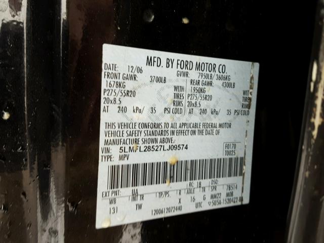 5LMFL28527LJ09574 - 2007 LINCOLN NAVIGATOR BLACK photo 10