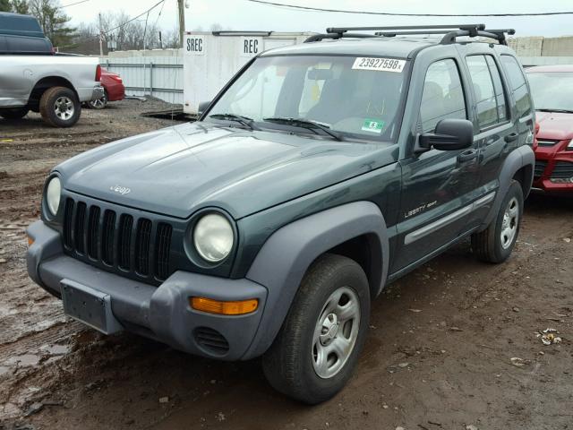 1J4FK48112W359988 - 2002 JEEP LIBERTY SP GREEN photo 2