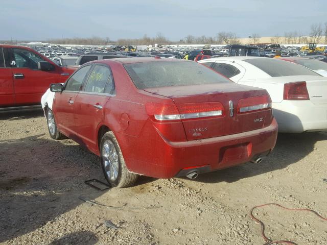 3LNHL2GCXBR772218 - 2011 LINCOLN MKZ RED photo 3