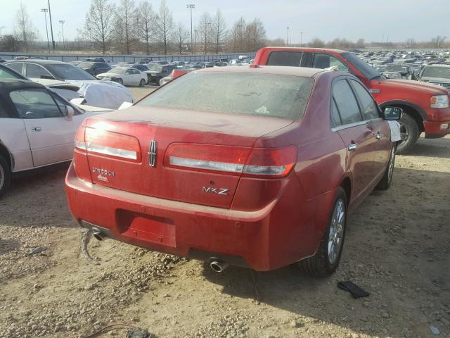 3LNHL2GCXBR772218 - 2011 LINCOLN MKZ RED photo 4