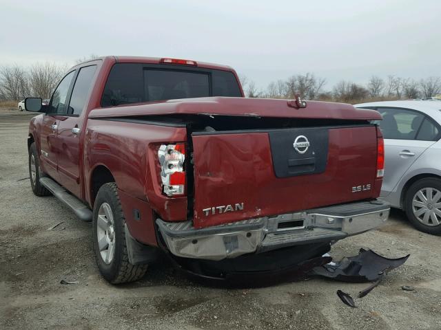 1N6BA07B75N536691 - 2005 NISSAN TITAN XE BURGUNDY photo 3