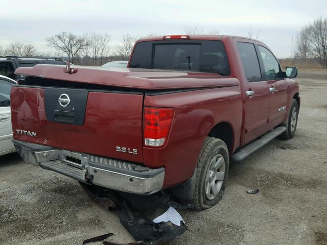 1N6BA07B75N536691 - 2005 NISSAN TITAN XE BURGUNDY photo 4