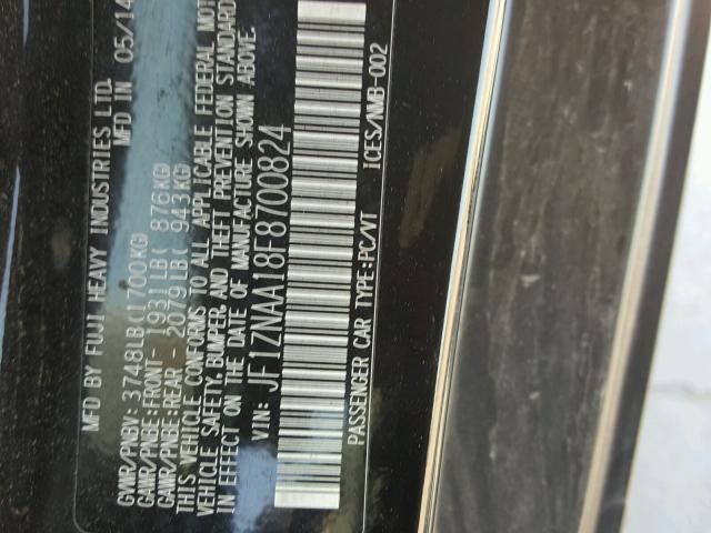 JF1ZNAA18F8700824 - 2015 TOYOTA SCION FR-S შავი ფოტო 10