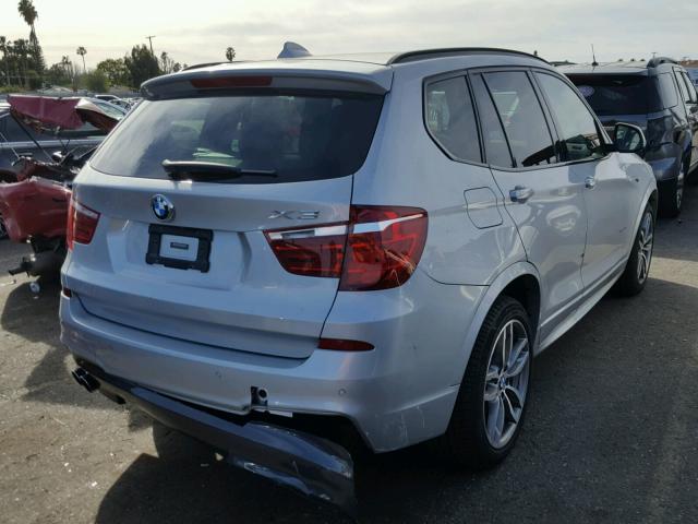 5UXWX7C59F0K32724 - 2015 BMW X3 XDRIVE3 SILVER photo 4